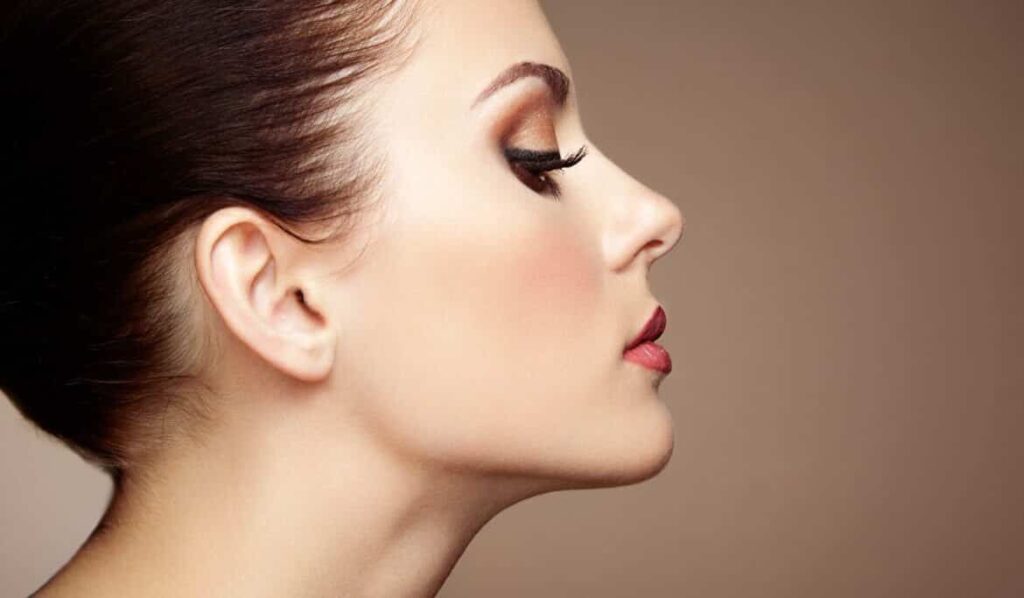 Woman with a strong jaw line