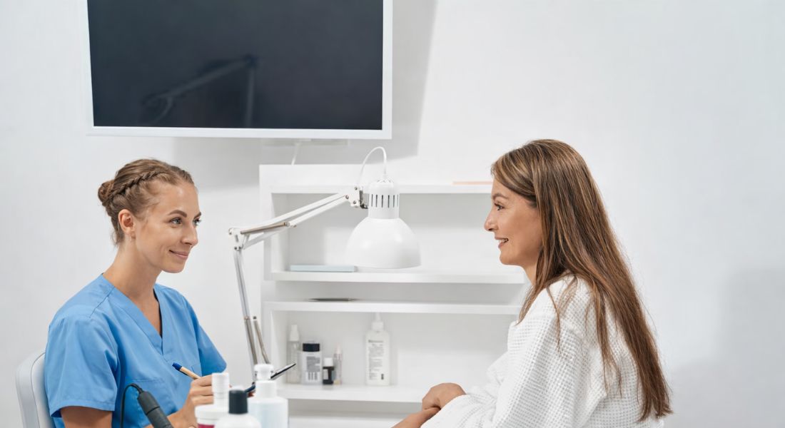 nurse and patient in clinic